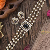 Trendy 3 Layer Purple AD Stone Choker-G14619